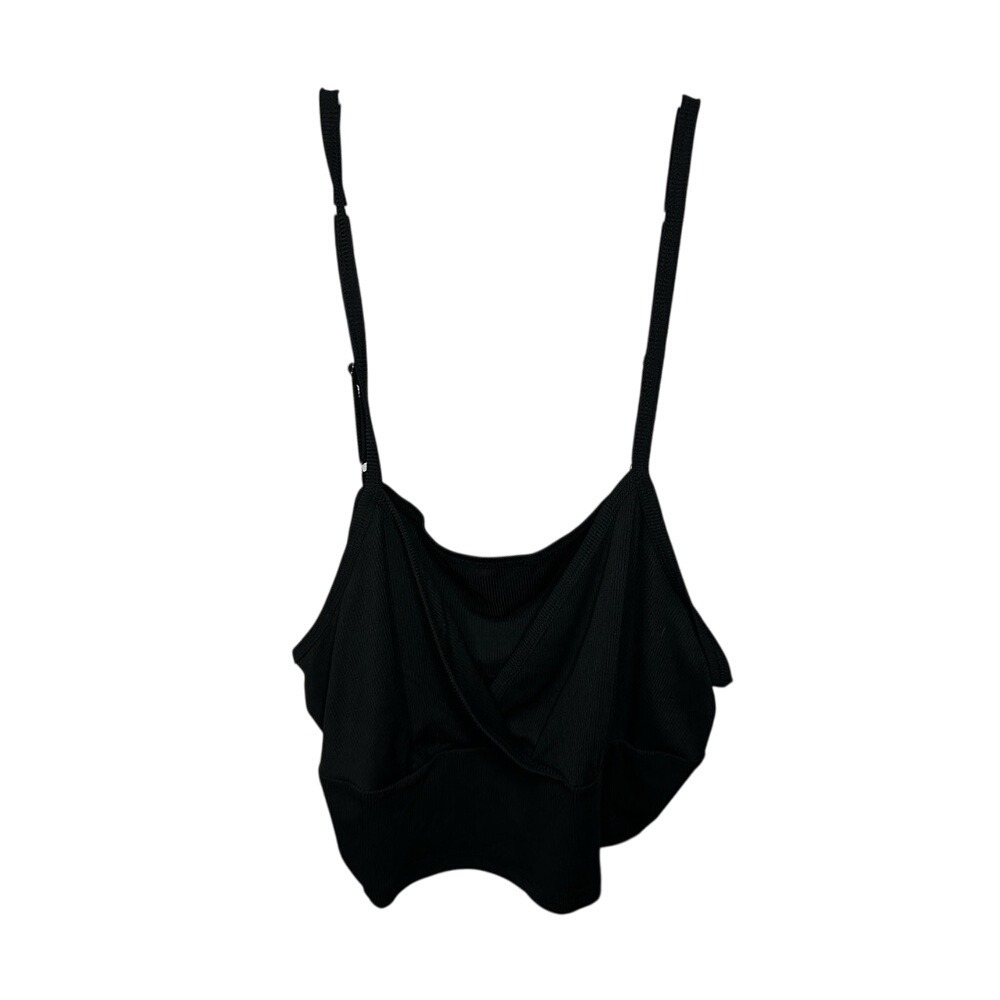 Cider Black Ribbed Crop Top Cami‎ Tank Adjustable Straps 2XL